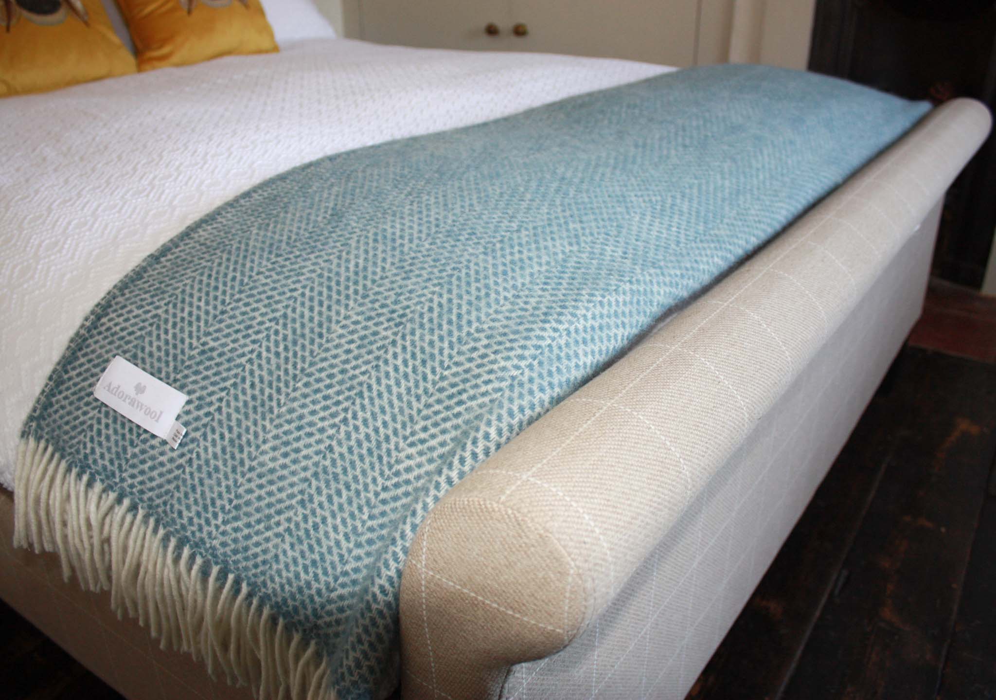 Throw 100 Pure New Wool Beehive Pattern Petrol Blue Blanket